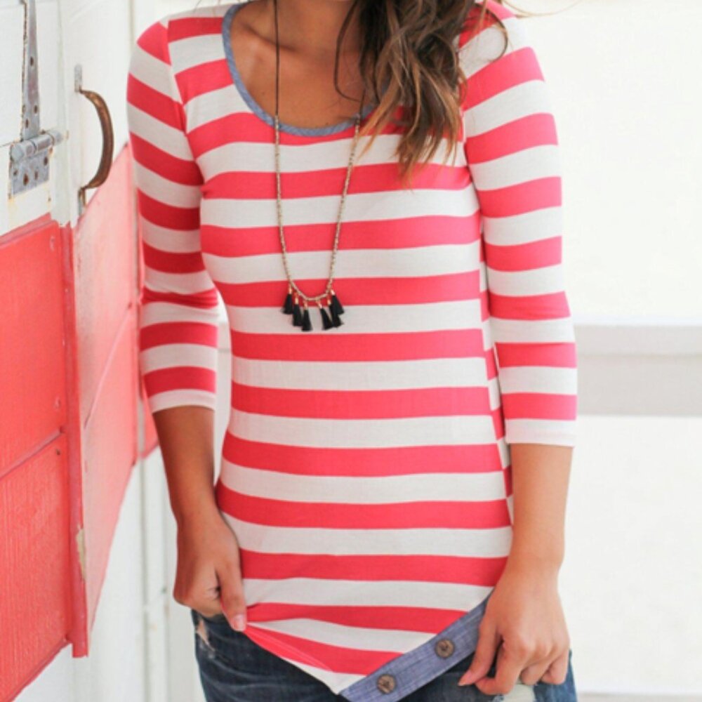 Red and White Striped Top